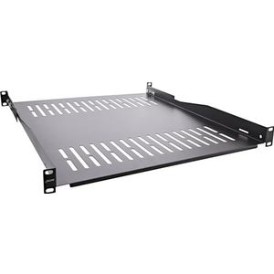 InLine 19"" plank, 550mm, 50kg, 1HE, RAL 9005 zwart, 19114G