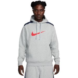 Nike Heren Hooded Long Sleeve Top M NSW Sp FLC Hoodie Bb, Dark Grey Heather/Thunder Blue/Fire Red, FN0247-064, 2XL