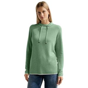 Cecil TOS Doubleface Turtle Pullover voor dames, gebreide trui, Clear Sage Green Melange, M