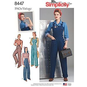 Simplicity snijpatroon 8447 U5 damesbroek, tuinbroek en blouses, 1940, maat 42-50