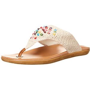 The SAK Dames Shana gehaakte teensandalen platte sandalen, ecru bali kralen, 39 EU