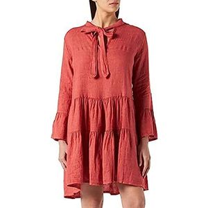 Bonateks, Korte jurk met geknoopte Tunesische kraag en gekrulde achterzijde, 100% linnen, DE-maat: 38 US Maat: M, Pepe Pink - Made in Italy, roze, 38