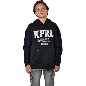 Kaporal, Sweatshirt voor jongens, comfortabele pasvorm, lange mouwen, capuchonkraag, model moki, kleur Eggshell, maat 8 jaar, Zwart, 8 Jaren