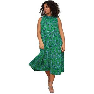 Trendyol Vrouwen Plus Size Maxi A-lijn Relaxed fit Geweven Grote maten jurk, zeer kleurrijk, 50, Zeer kleurrijk, XS