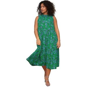 Trendyol Vrouwen Plus Size Maxi A-lijn Relaxed fit Geweven Plus Size jurk, Zeer Kleurrijk,44, Zeer kleurrijk, 70