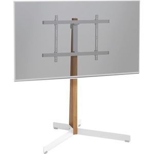 Vogel's TVA 3695, tv vloerstandaard voor 40-77 inch TV's, Draaibaar tot 90°, TV vloerstandaars geschikt voor televisies met een gewicht tot 50 kg, gemaakt van hoogwaardig PEFC-gecertificeerd eikenhout en staal, Wit
