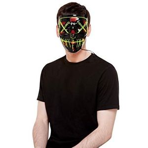 Stitch Face Mask, Green Neon Light Up, Black