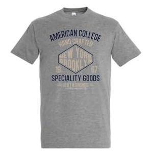 AMERICAN COLLEGE USA T-shirts met korte mouwen voor dames en heren, Grijs, S