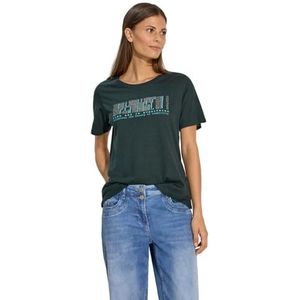 T-shirt met opschrift, fir green, M