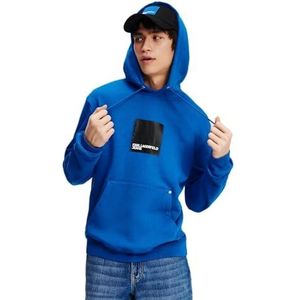 Karl Lagerfeld Jeans, Heren, Box Logo Hoodie, Regular Fit, Blauw, XS