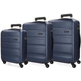 Roll Road flex handbagage, marineblauw, 75 centimeters, Set van 3 koffers