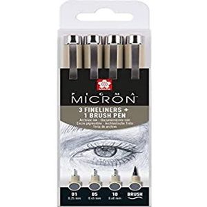 SAKURA Pigma Micron Viltstiften, grijs, 4 stuks