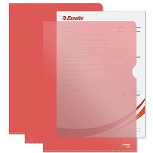 Esselte Quality Folder, 25 stuks, geschikt voor 20 A4-vellen, transparant, mat Dikke PP Pack of 100 Rood