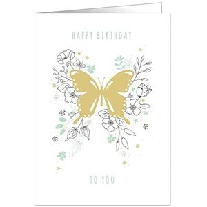 Quire hart van gouden kaart gelukkige verjaardag vlinder