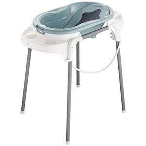 Rotho Babydesign 'TOP' Volledige badset, met babybadje, badstandaard, badinzet en afvoerslang, badstation, 0 - 12 maanden, lagoon (blauw), 210420292011