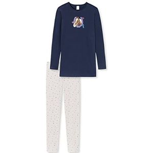 Schiesser Meisjespyjama lange pyjamaset, donkerblauw, 128