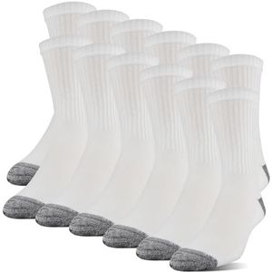 Gildan Halfhoge herensokken van polyester, halfhoge sokken, verpakking van 12 stuks, Wit, Shoe Size: 6-12