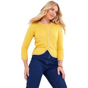 Joe Browns Damesmode Frilled ronde hals fijn gebreid vest, Geel, 40