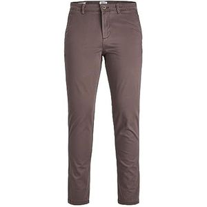 Heren JACK & JONES Chino Broek Stretch Pantalon Smal Model - Slim Fit Look JPSTMARCO JJBOWIE., Colour:Brown, Pant Size:28W / 32L, Beenlengte:L32
