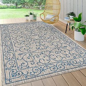 JONATHAN Y SMB106C-5 Charleston Vintage filigraan tapijt voor binnen buiten, gemakkelijk te reinigen, slaapkamer, keuken, tuin, terras, pluisvrij, 150 cm x 240 cm, grijs/marine