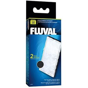 Fluval A490 polyester actieve koolstoffilter, polyester voor fijne vuildeeltjes, actieve kool voor schadelijke vloeistoffen/verkleuringen/geuren, voor de fluval binnenfilter U2, 2-pack