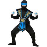 Widmann - Kinderkostuum Kombat Ninja met wapenset, blauw, vechter, krijger, Japan, themafeest, carnaval