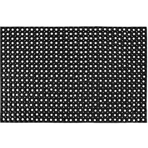 Rubberen ringmat/honingraatmat open ringen vuilvangmat antislip deurmat rubbermat, zacht rubber, zwart, 40 x 60 cm in zwart, kleur: zwart, afmetingen: 80 x 120 cm