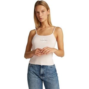 CK JEANS Dames MONOLOGO STRAPPY TANK TOP J20J223105, roze (zilveren pioen), L, Roze (Zilveren Pioenen), L