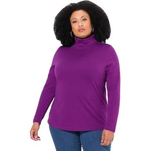 Ulla Popken Dames grote maten grote maten plus size shirt, rolkraag, slim, lange mouwen, donkerviolet, 46/48 NL