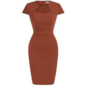 GRACE KARIN Dames jaren 50 vintage potlood jurk cap mouw wiggle jurk CL7597, Karamel, M