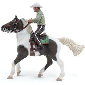 Papo - Handbeschilderd - Dierenfiguur - Cowboy en zijn paard - 51573 - Paarden - Collectible - Voor Kinderen - Geschikt voor Jongens en Meisjes - Vanaf 3 jaar