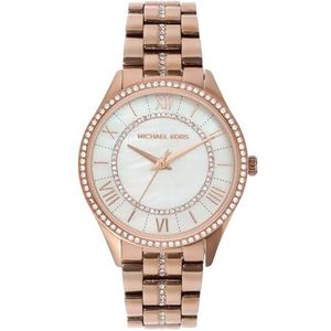 Michael Kors Lauryn Crystal Parelmoer wijzerplaat horloge met roségouden roestvrijstalen band voor dames MK3716