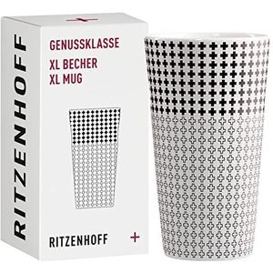 Ritzenhoff 3741003 Koffiemok XL 500 ml – Serie Genussklasse nr. 3 – porseleinen beker met plusmotief, designstuk