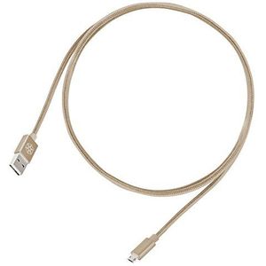 SilverStone SST-CPU01G-1800, omkeerbare USB-kabel, USB-A en micro-B-aansluiting, kabel met mantel van nylon vlechtwerk, high-performance opladen en gegevenssynchronisatie, 1,8 m, goud
