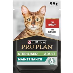 PURINA PRO PLAN, gesteriliseerd NUTRISAVOUR kattenvoer nat voor gecastreerde katten, met rundvlees, verpakking van 24 stuks (24 x 85 g)