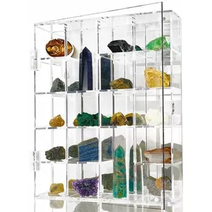 Acryl Vitrine Transparant - Open Display Met Witte Basis En Stofdichte Hoes (35 X 20 X 30 Cm)