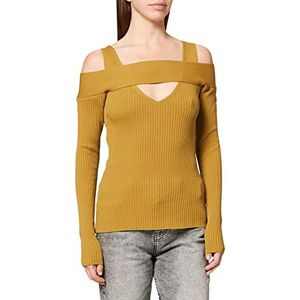 IPEKYOL Womens Rib Knitted Cutout Knitwear Sweater, olijfgroen, klein