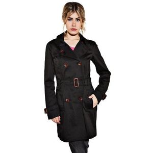ESPRIT Dames trenchcoat mantel katoen 034EE1G006, zwart (zwart), 38