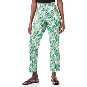 Cream & Co. Dames broek, Licht gras groene handpalmen, 50