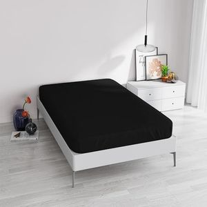 Elegant hoeslaken, 35 cm, zwart, Frans bed