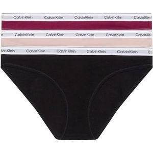 Calvin Klein Dames 3-pack bikini (laagbouw), paars drankje/ingetogen/zwart, 1XL, Paars drankje/ingetogen/zwart, XL Plus