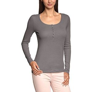 edc by ESPRIT Dames slim fit shirt met lange mouwen met knoopsluiting, effen, grijs (Grey Glen 017), XL