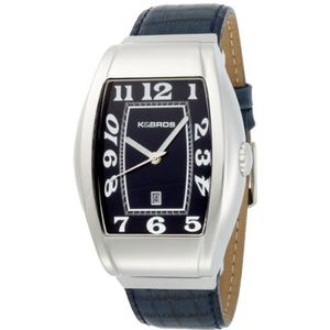K & Bros heren datum klassiek kwarts horloge met lederen armband 9424-3-545