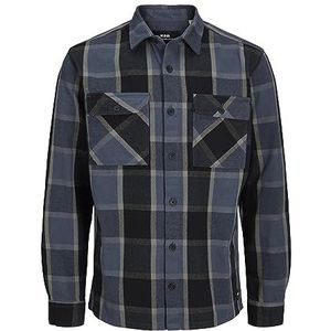 JACK & JONES Heren Rddbrady Check Overshirt L/S Sn Vrijetijdshemd, Charcoal Gray/Checks: Comfort Fit, XXL