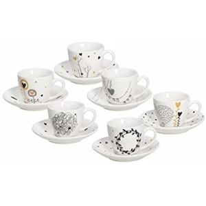 Tognana IR685345563 Set van 6 koffiekopjes met bord, porselein