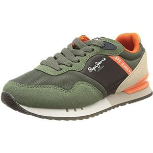 Pepe Jeans Londen One Basic B Sneakers voor jongens, 765, kaki green, 36 EU