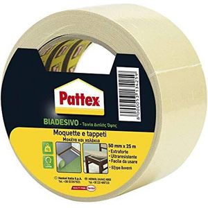 Pattex Dubbelzijdig plakband, tape voor tapijten, tapijten en andere vloeren, kleefkracht, 50 mm x 25 m