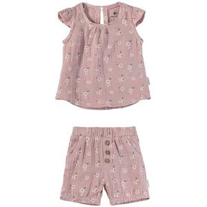 Sterntaler Meisjesset, T-shirt met broek, bloemetjes, haas, Happy, fluweelroze, 56 cm