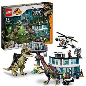 LEGO 76949 Jurassic World Giganotosaurus & Therizinosaurus aanval Speelgoed Set met Dinofiguren en Helikopter