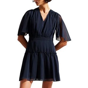 Ted Baker -GIGGIE-Fit en Flare gelaagde mini-jurk, Dk-blauw, 40
